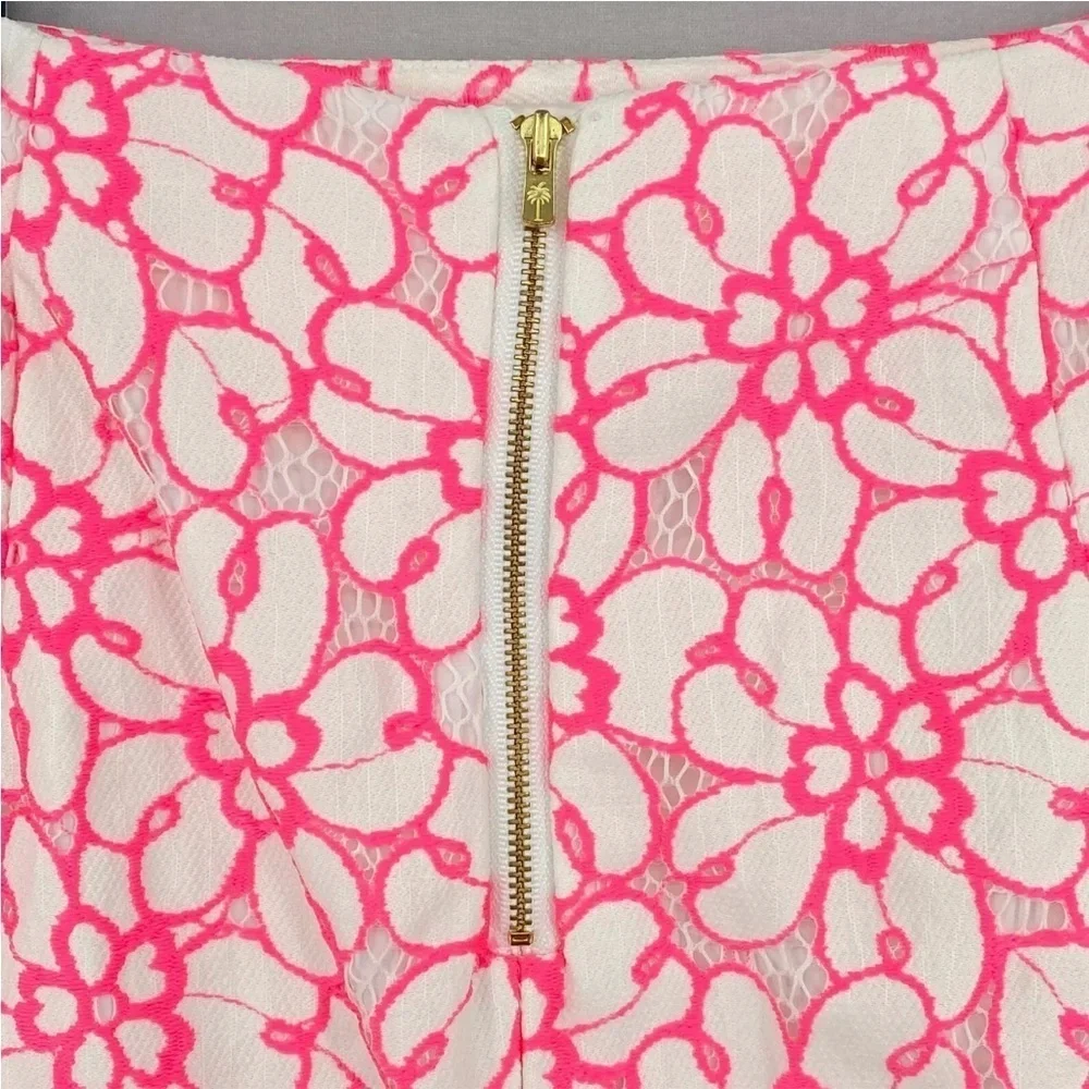 Lilly Pulitzer Hyacinth Fiesta Pink Pique Lace Above Knee Pencil Skirt Size 4 - Picture 3 of 8
